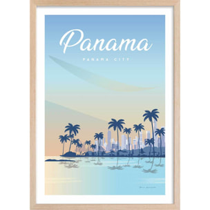 Affiche voyage Panama city Affiche + cadre en bois - Chêne