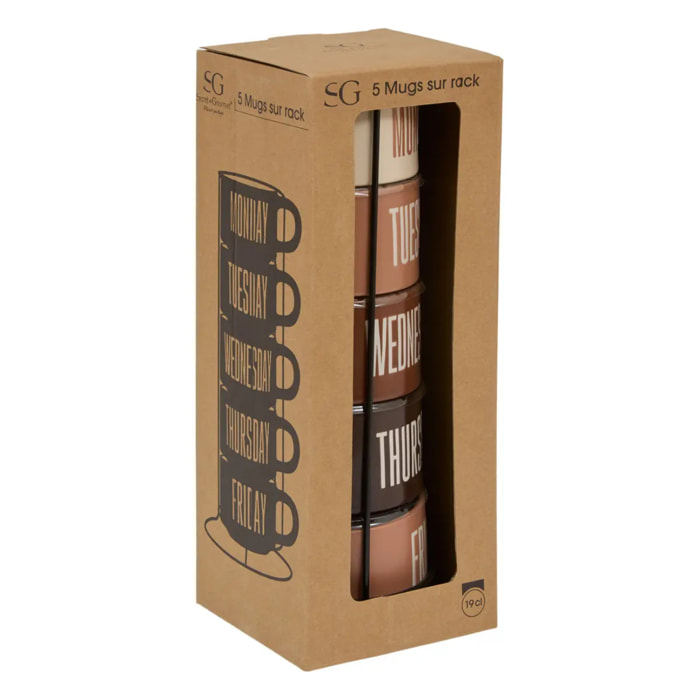 Rack de 5 Mugs S Break Time 190ml marron