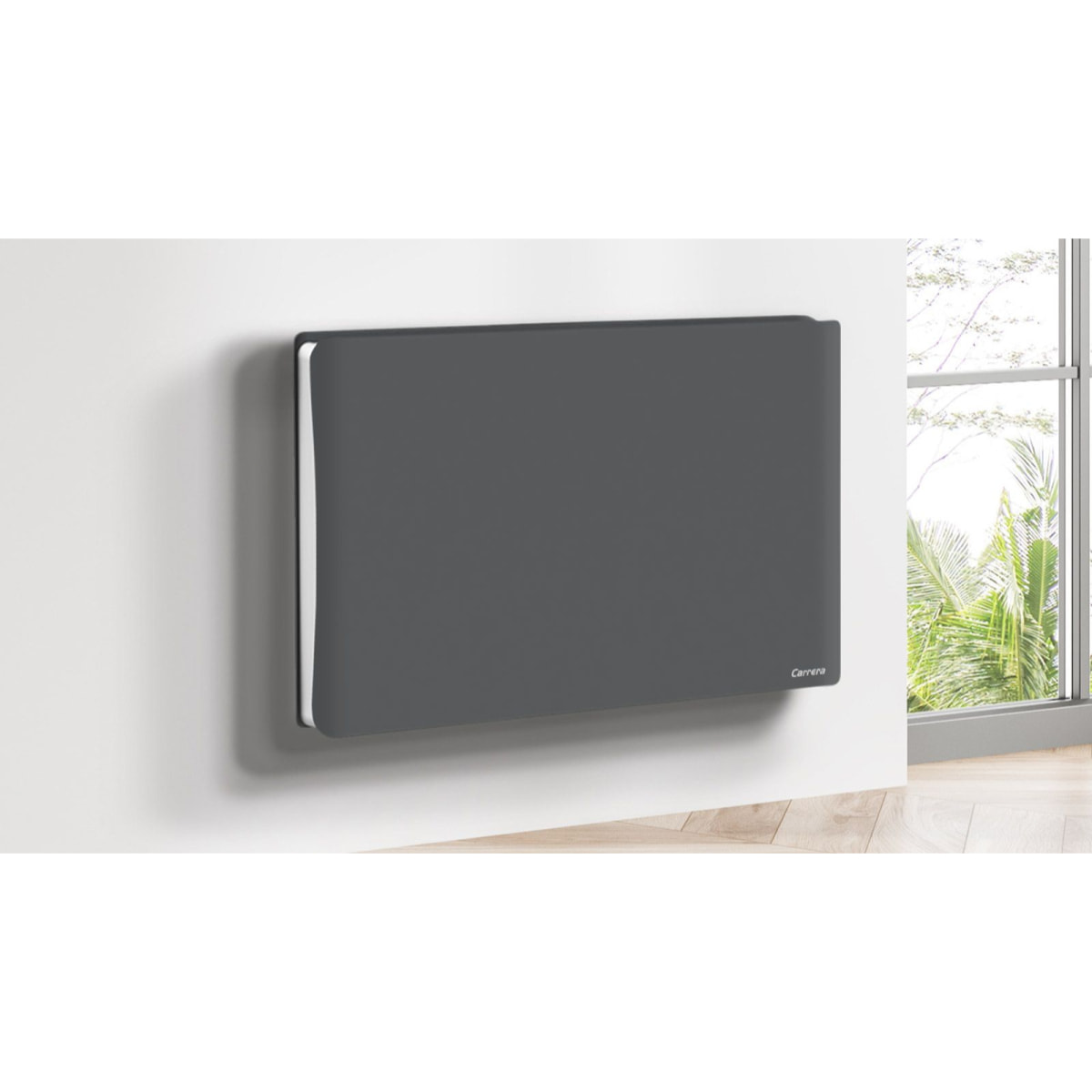 Radiateur inertie double coeur ceramique + film LCD 1500W gris & blanc