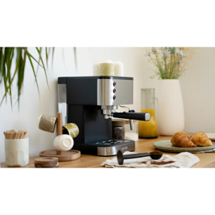 EVVO Cafetera Express Intensa 10. cuerpo de acero. 20 bares de presion. Espressos y Capuccinos. 1350W. portafiltros. Depósito de 1.5 l