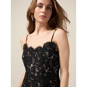 Oltre - Vestito midi in pizzo - Nero