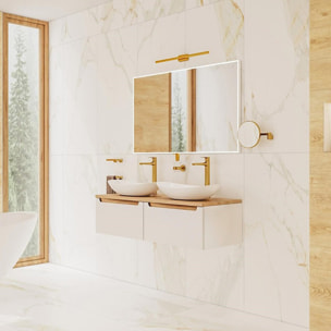 Dark set mitigeur lavabo XL + mitigeur cuisine Ceramia Timeless acier inoxydable, douchette extractible, or (SATTMLDA1285BG)