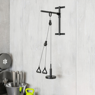 Station de traction murale - machine poulie musculation - LAT pulldown exercices - acier nylon rouge noir