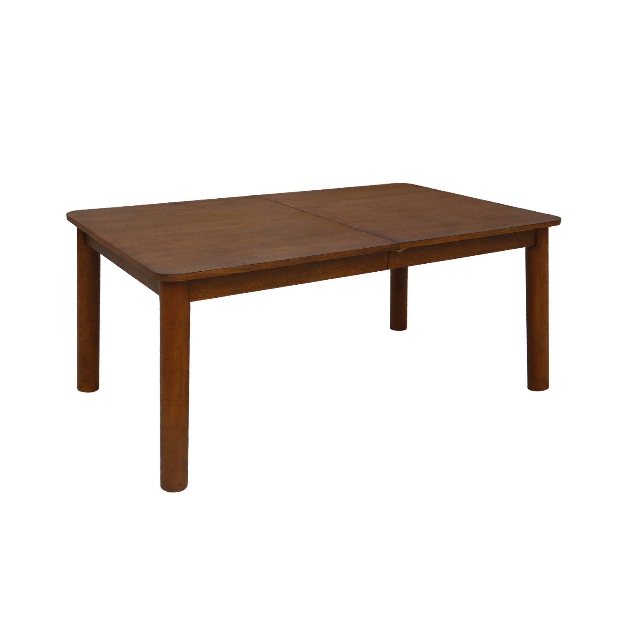 Table à manger rectangulaire extensible bois d'hévéa et placage chêne noyer 6 à 10 places - 170-270cm - Solene