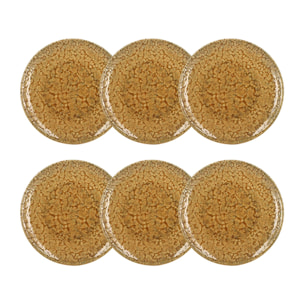 Lot de 6 assiettes à dessert 20cm en grès jaune  NATURA
