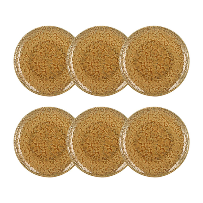 Lot de 6 assiettes à dessert 20cm en grès jaune  NATURA