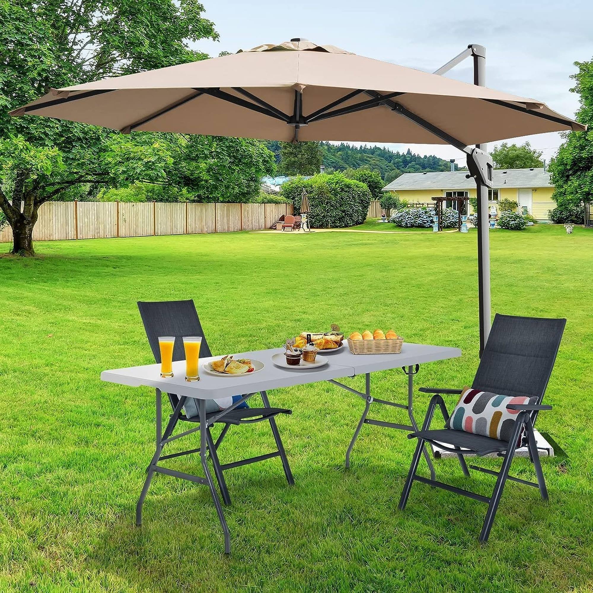 Mesa plegable multifuncional 180 x 74 x 74 cm con asa para facilitar su desplazamiento