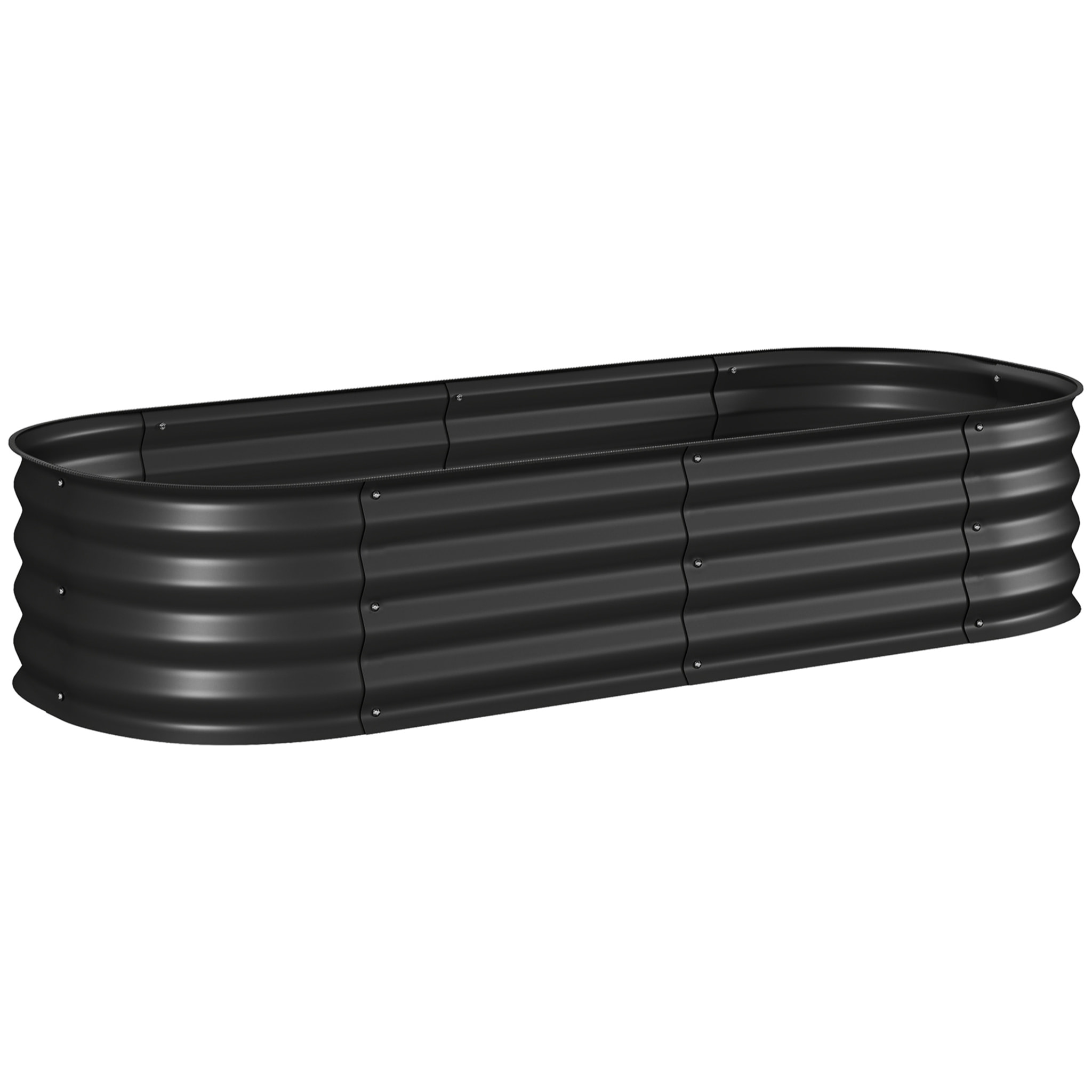 Carré potager de jardin dim. 150L x 62l x 30H cm modulable tôle d'acier ondulée noir
