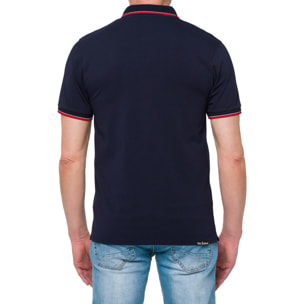Polo con righine Hot Buttered Amak blu navy.