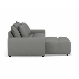 Adelaide - canapé d'angle réversible 4 places avec pouf d'appoint en tissu texturé - Gris