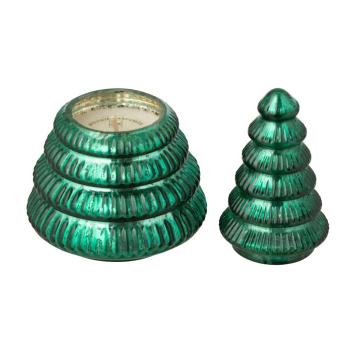 J-Line bougie parfumée Arbre Cotelé - verre - vert - small
