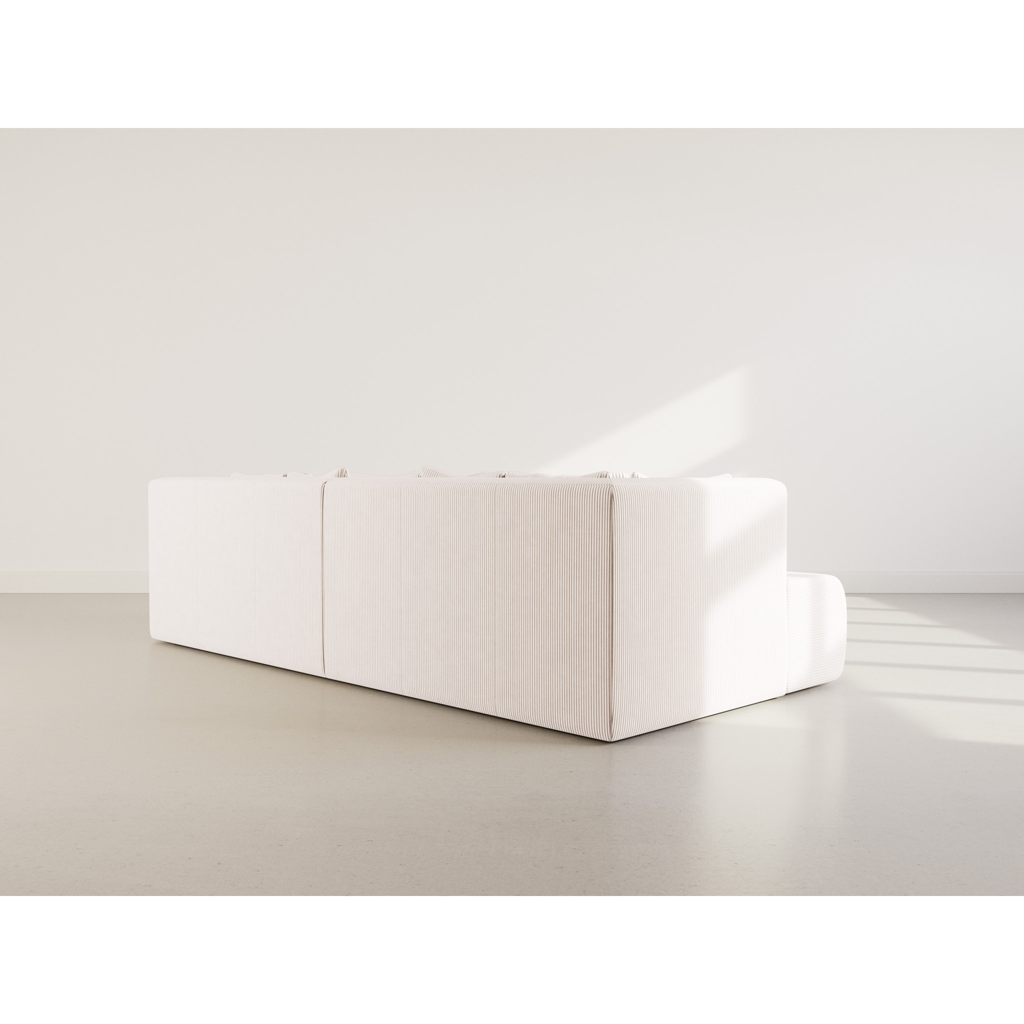 Onyx - canapé droit 4 places avec double méridienne - assise profonde - en velours côtelé - Beige