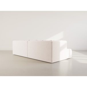 Onyx - canapé droit 4 places avec double méridienne - assise profonde - en velours côtelé - Beige