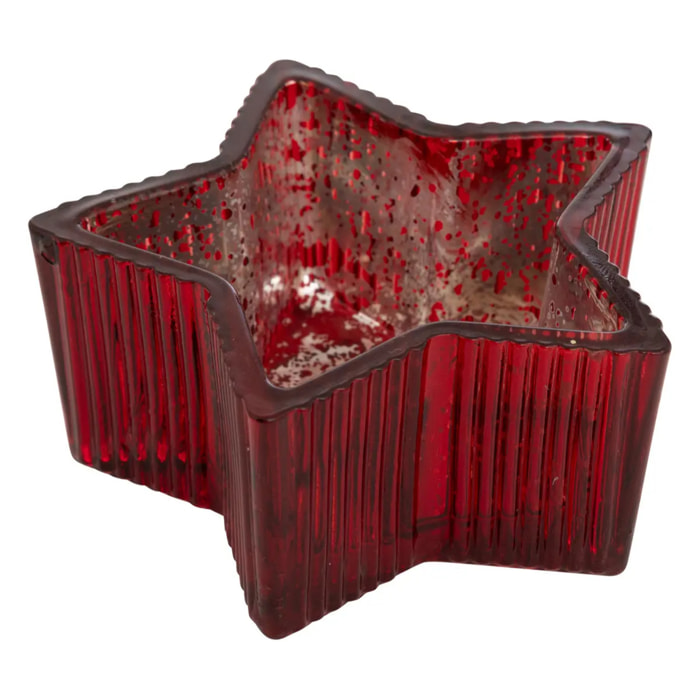 Photophore étoile l.8,5cm H.4cm verre mercerisé assorti