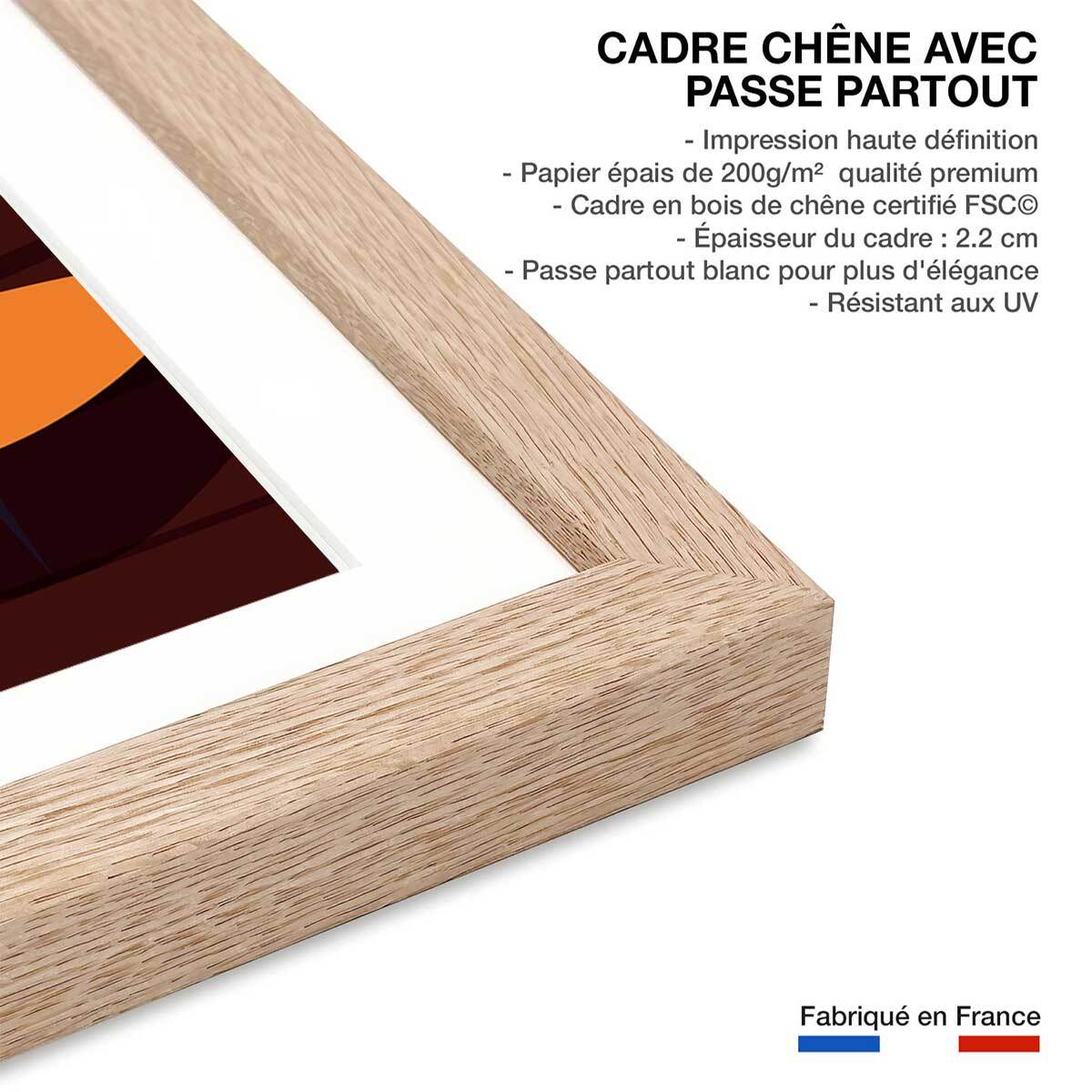 Poster de sierra nevada Affiche + cadre en bois - Chêne