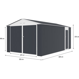 Garage métal " Houston" - 18,56 m² avec panneau solaire - Anthracite