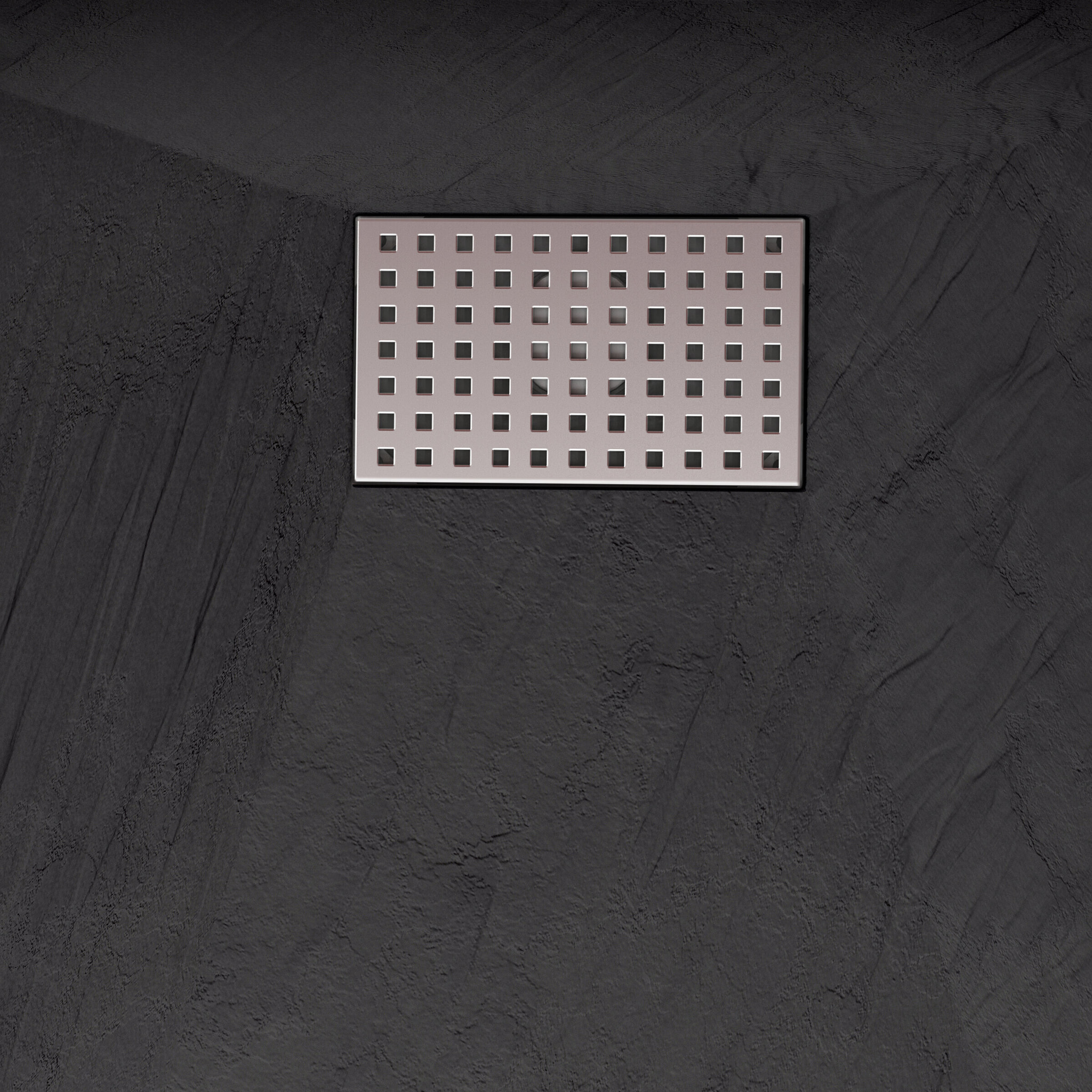 Receveur de douche Noir Effet Pierre 80x120 cm et Grille décor Perforée en Inox