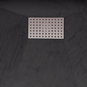 Receveur de douche Noir Effet Pierre 80x120 cm et Grille décor Perforée en Inox