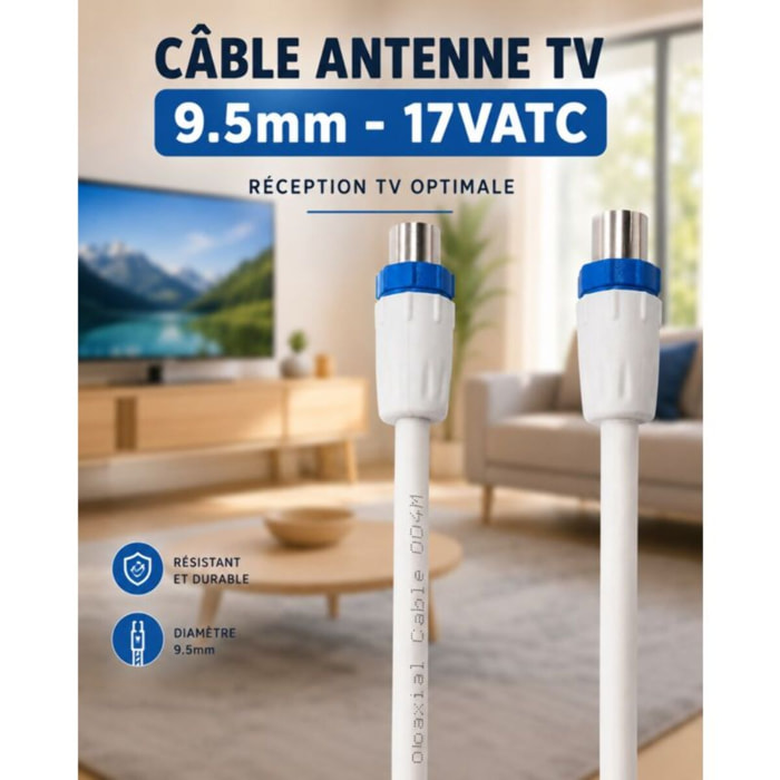 Câble antenne TV ESSENTIELB 10M - 9.5mm 17VATC