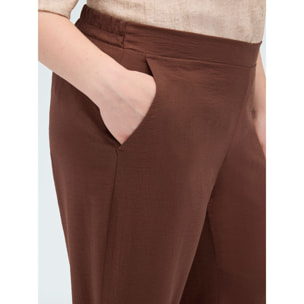 Fiorella Rubino - Pantaloni Wide Leg in misto viscosa - Marrone