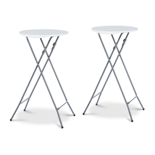 Tables hautes de réception pliantes 105cm + housses noires - lot de 2
