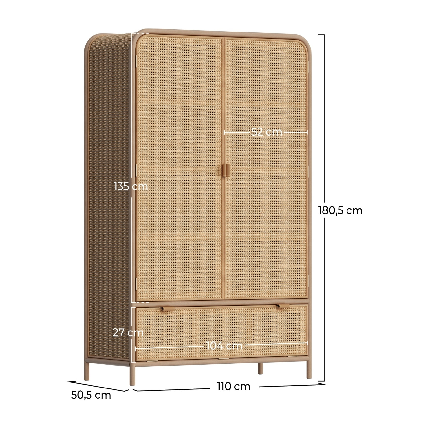 Armoire en bois massif de pin et de teck - Alata