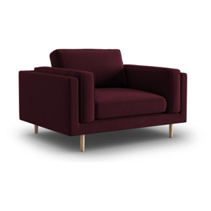 Fauteuil "Christian" en velours rouge foncé