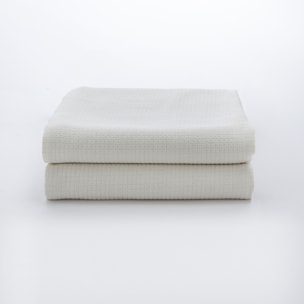 Jeté de lit BRENNE - coton et polyester - écru