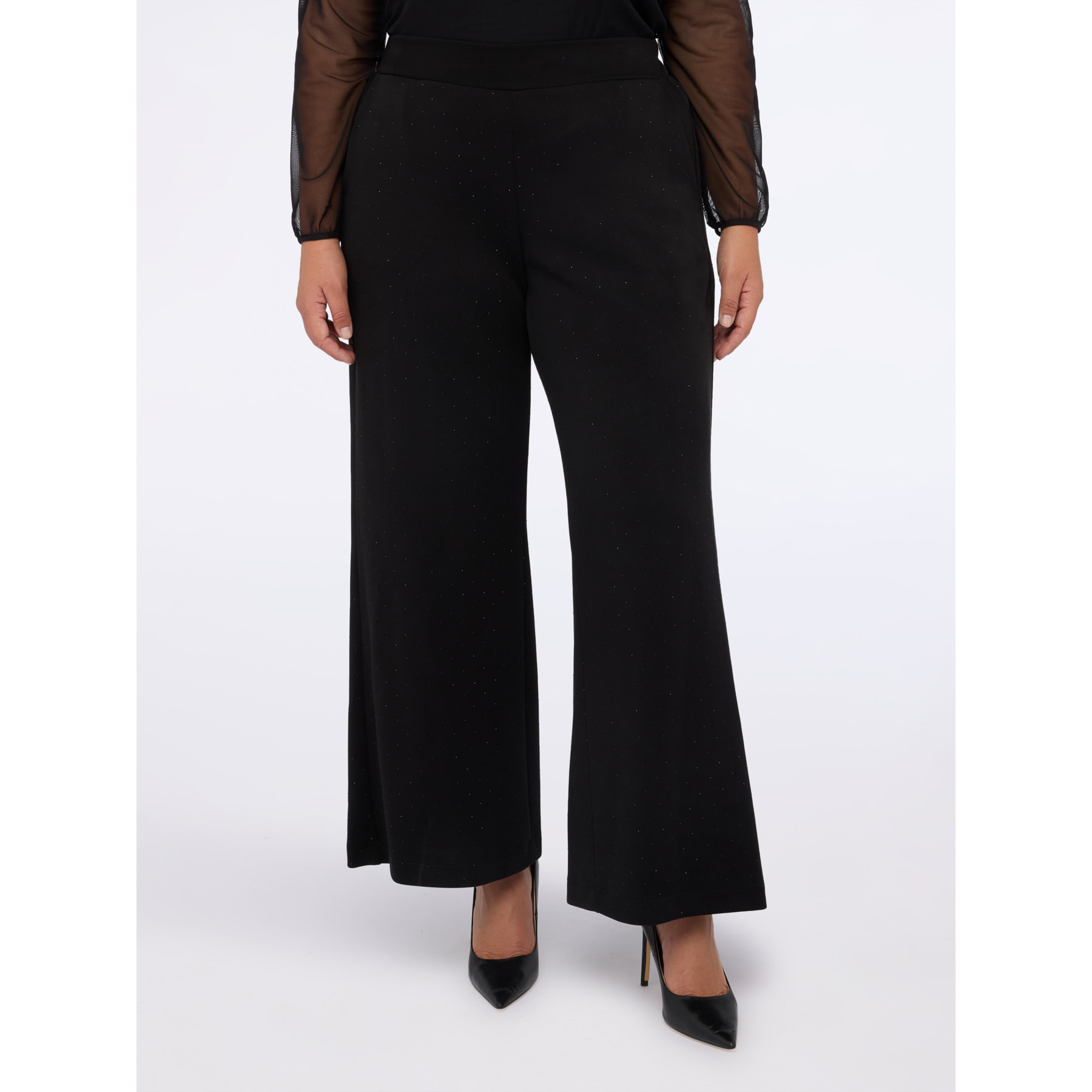 Fiorella Rubino - Pantaloni Wide Leg con punti luce - Nero