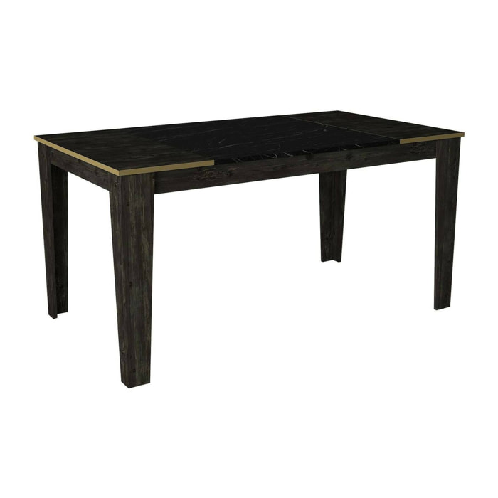 Tavolo fisso Asciano, Ripiano da cucina, Consolle per sala da pranzo, Ripiano rettangolare fisso, 145x85h76 cm, Nero e Oro