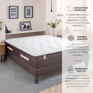 Ensemble Matelas Privilège & Sommier KIT15, 30 cm, Ressorts Ensachés & Mémoire de Forme, technologie Tri-Lattes, Soutien Ferme