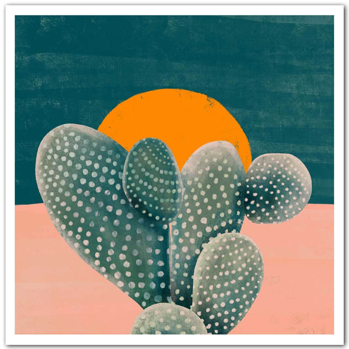 Affiche illustration cactus et soleil orange Affiche seule