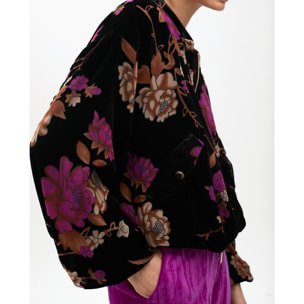 Bomber in velluto devoré con stampa floreale