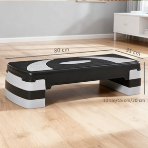 Stepper Fitness Aerobic hauteur reglable surface antiderapante 80 x 31 x 20 cm noir gris clair