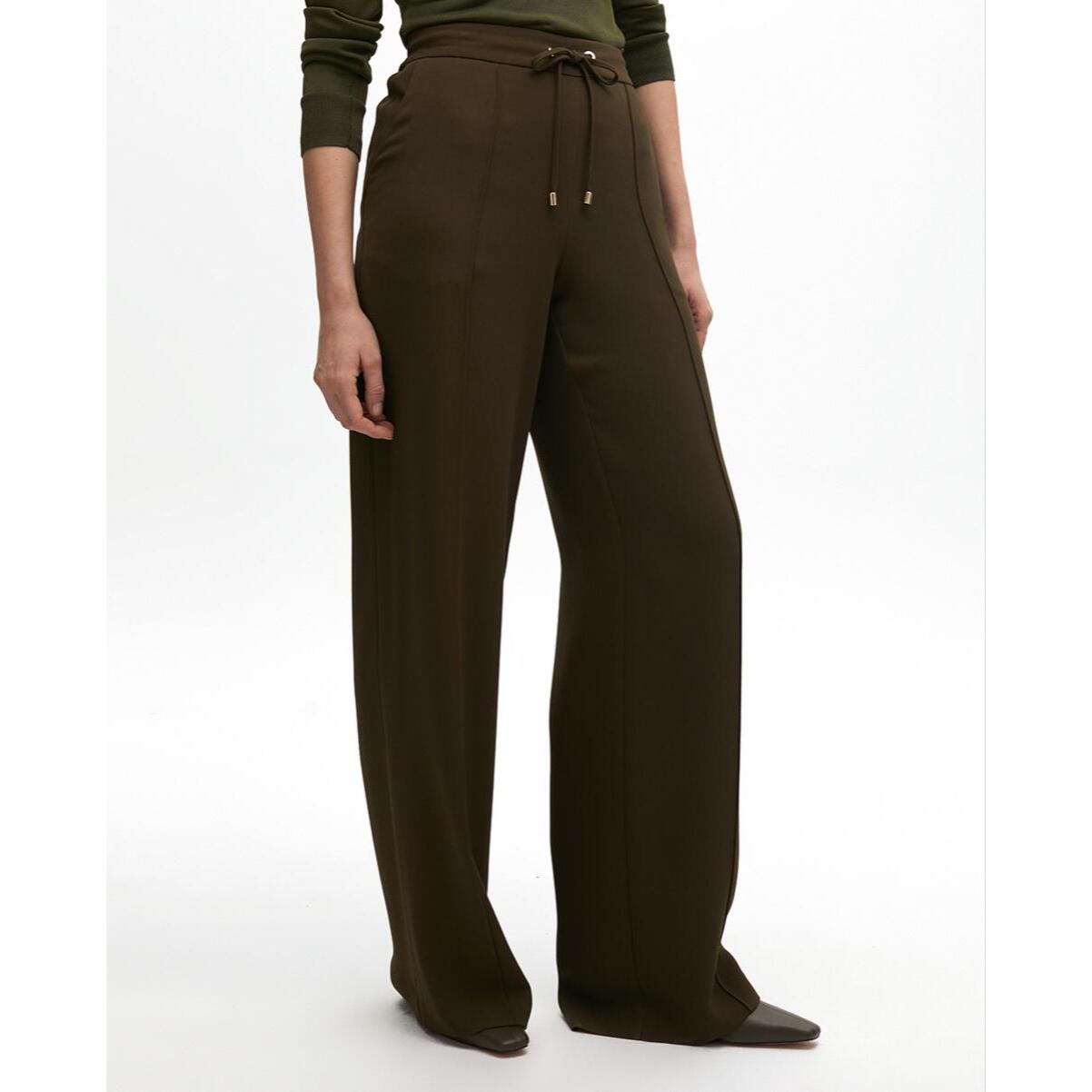 Pantaloni dritti con elastico e nervatura centrale
