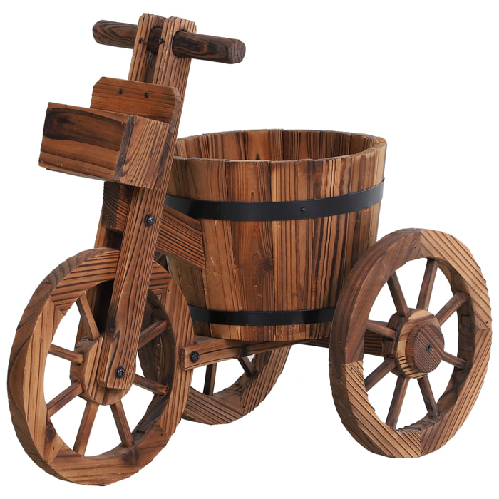 Porte plante tricycle - étagère de pots de fleurs - jardinière dim. 52L x 31l x 45H cm - bois de sapin