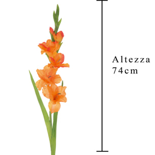 Fiore Di Gladiolo Mini. Altezza 74 Cm - Pezzi 12 - 13X74X7cm - Colore: Arancio - Bianchi Dino - Fiori Artificiali