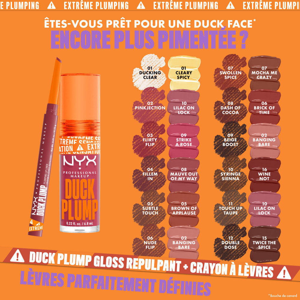 NYX Professional Makeup Duck Plump Plumping Lip Liner, crayon à lèvres, jusqu'à 10h de tenue, fini mat, Subtle Touch