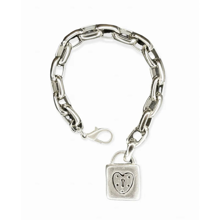 Pulsera candado cadena rectangular plata