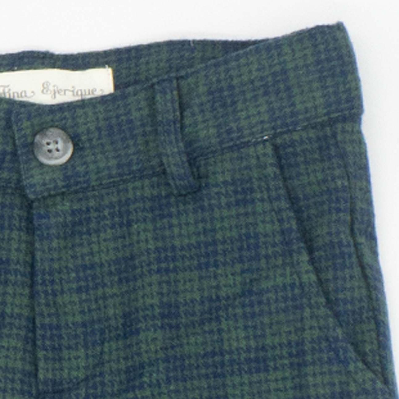 Pantalón largo estructura verde y azul