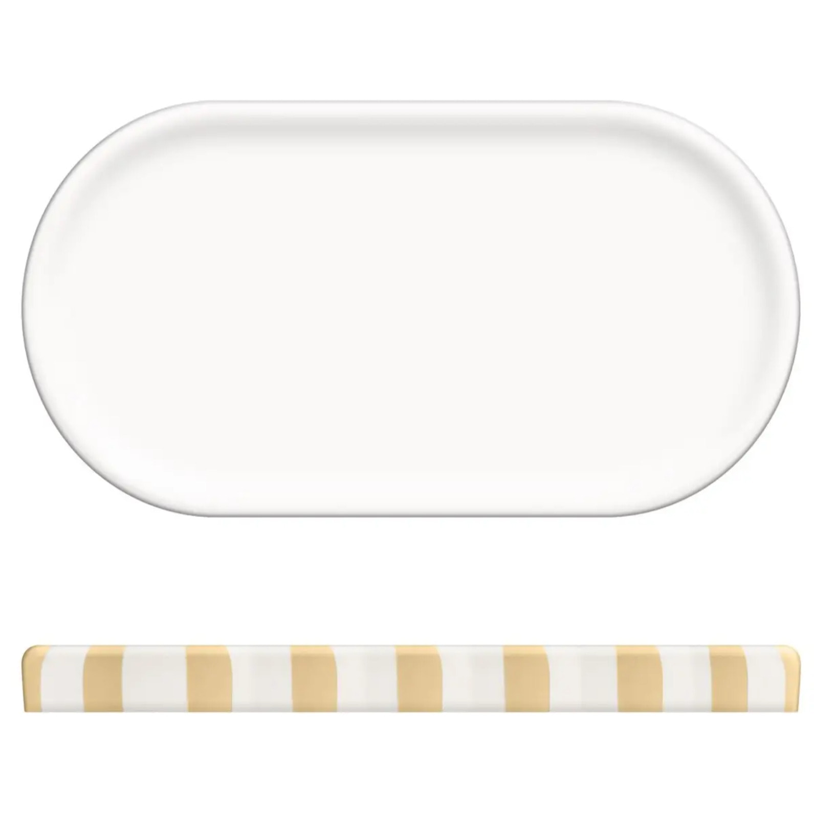 Plateau Strio 24cm rayures orange blé en grès