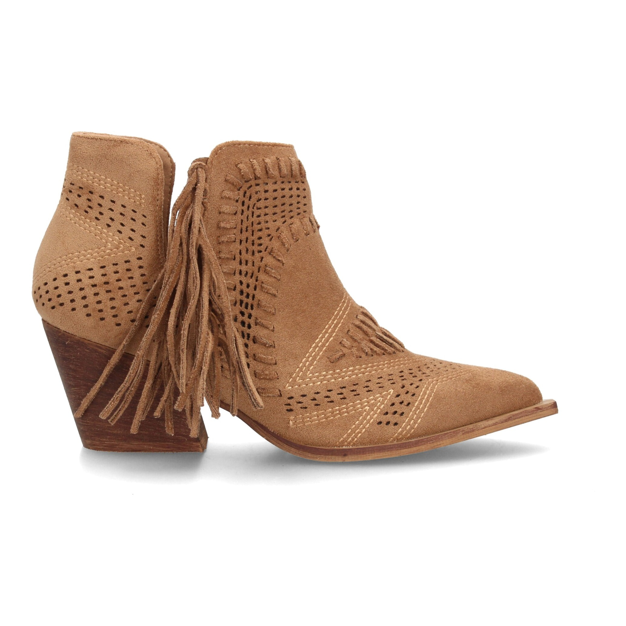 Botín cowboy calado con flecos para mujer