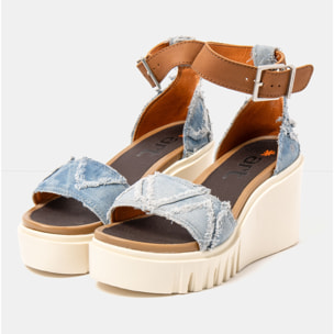 Sandalia de cuña 2085S JEANS DENIM-CUERO/ CATANIA color Denim-cuero