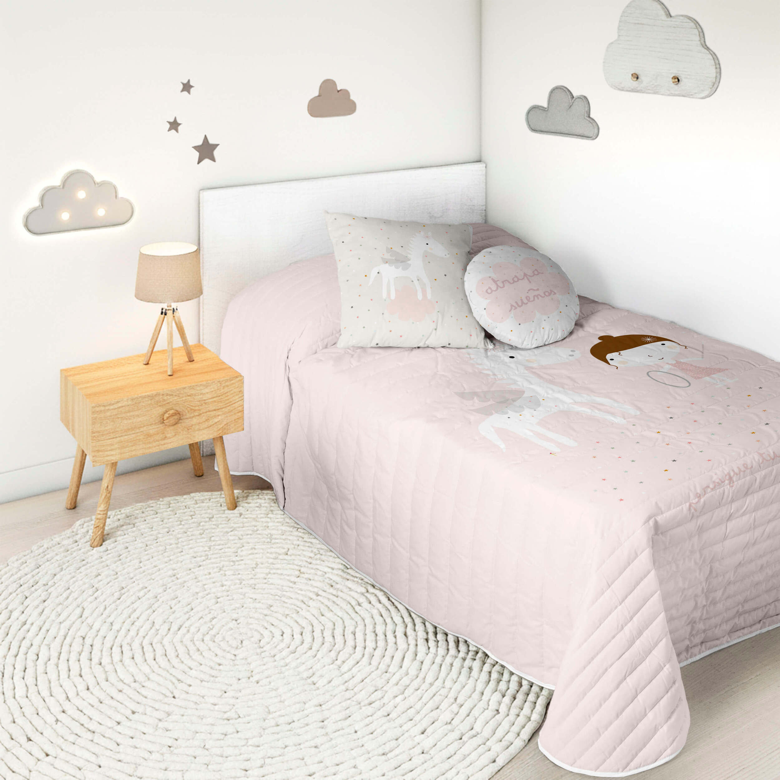 Colcha Bouti Estampada - Reversible - Infantil - 100% Algodón - 70 gr/m² - Pegaso Mágico