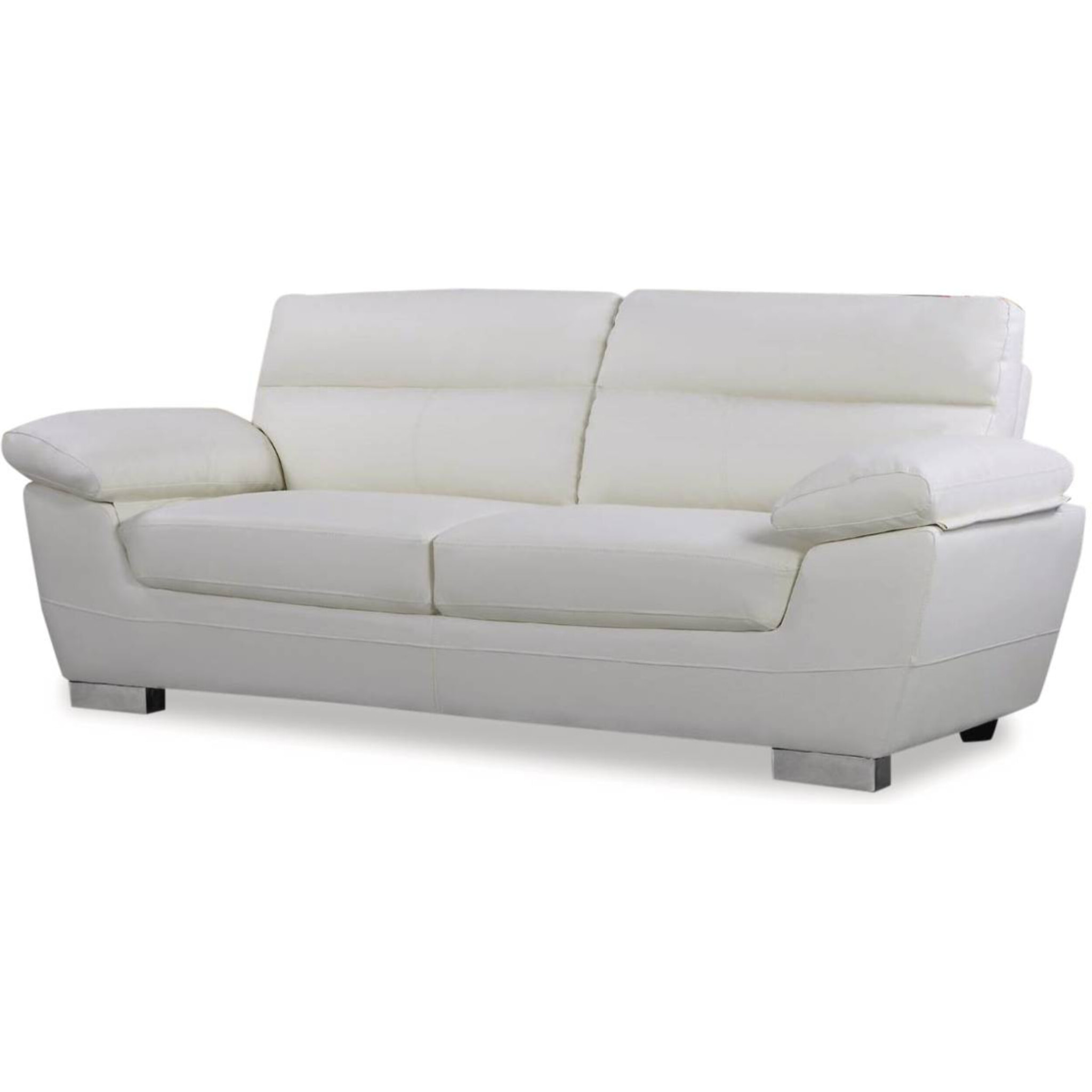 Canapé fixe en cuir reconstitué et PVC "Dallas" - 210 X 88 X 90 cm - 3 places - Blanc