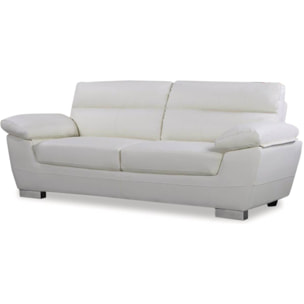 Canapé fixe en cuir reconstitué et PVC "Dallas" - 210 X 88 X 90 cm - 3 places - Blanc