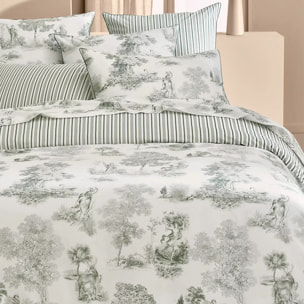 Housse de couette percale de coton imprimé vert Poesie verde