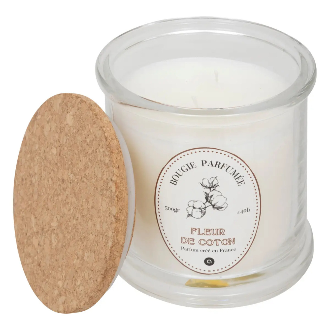 Bougie parfumée Hapo 500g pot en verre avec couvercle coton