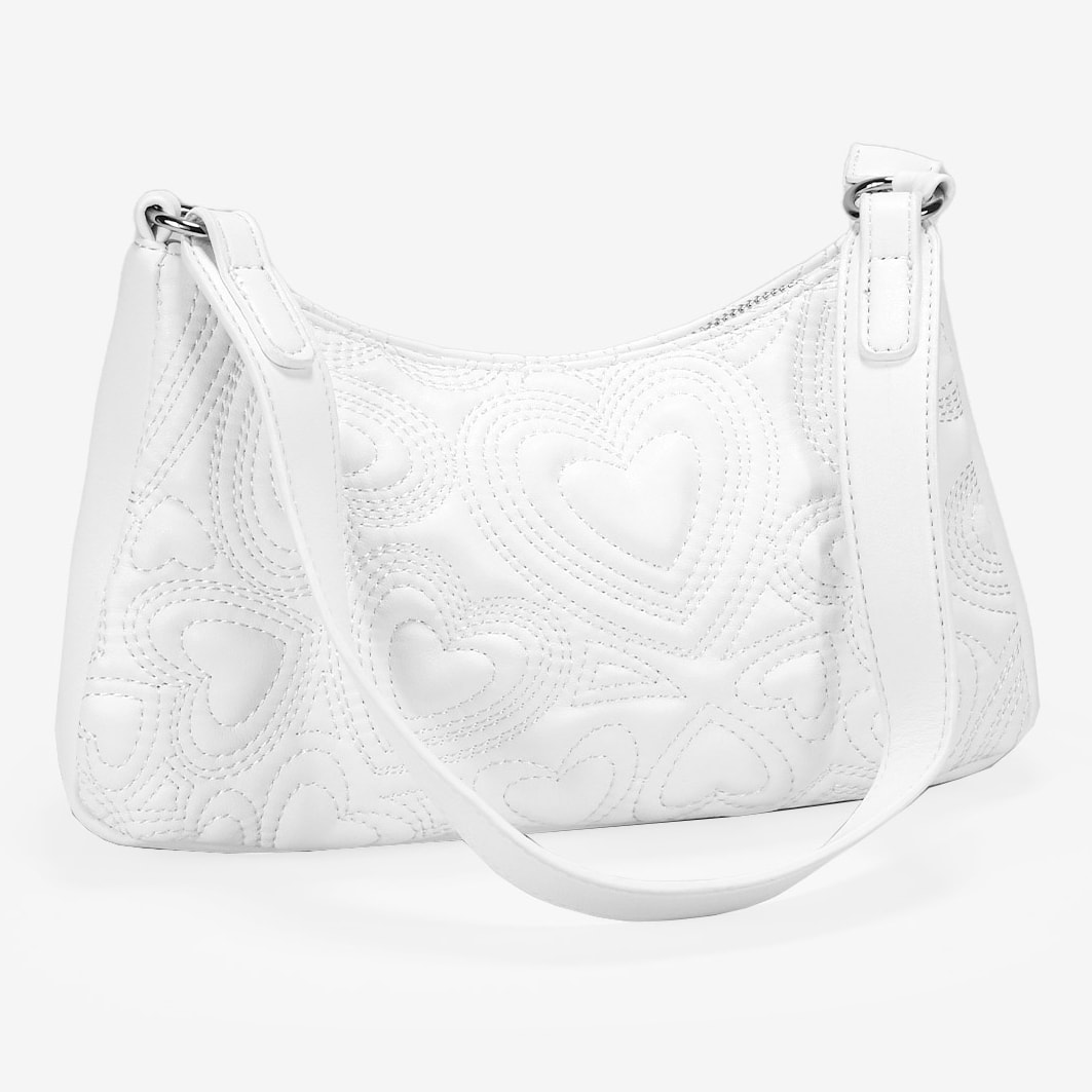 Bolso de hombro blanco con corazones