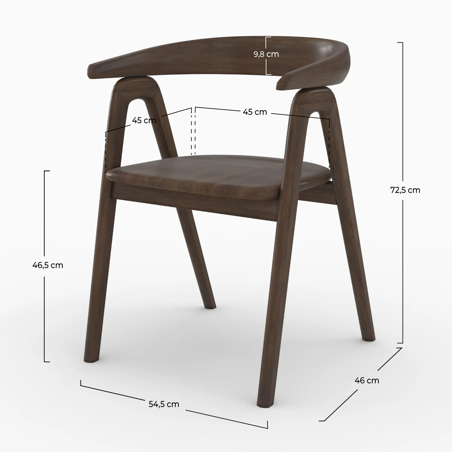 Chaise en bois d'hévéa foncé - Hawa